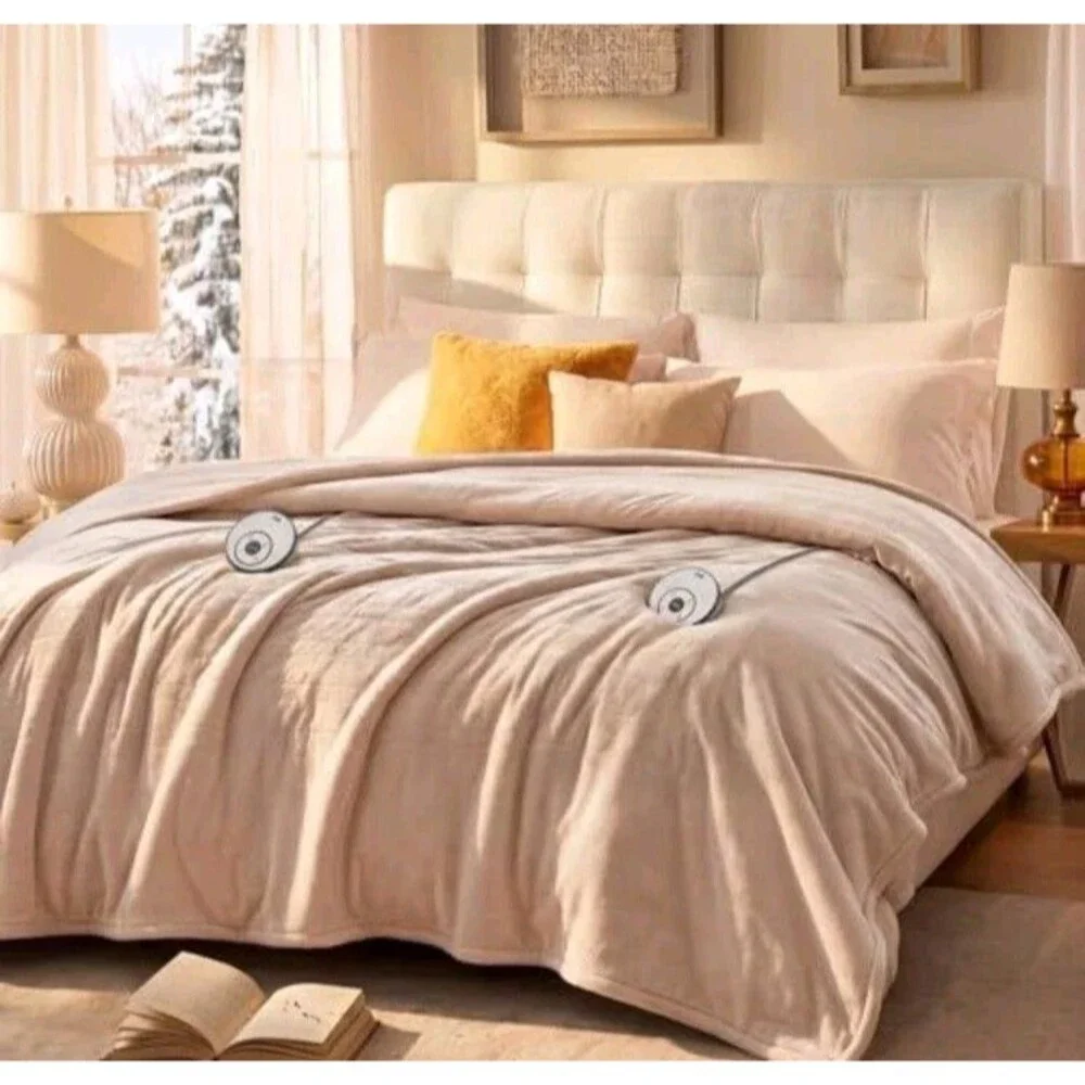 Sealy Electric Blanket Queen Flannel Sherpa Heated Reversible 84x90